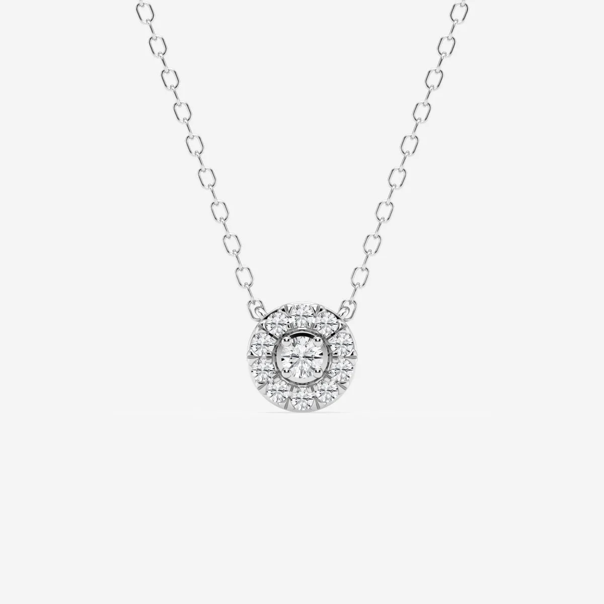 0.14 TCW Round Moissanite Diamond Halo Necklace