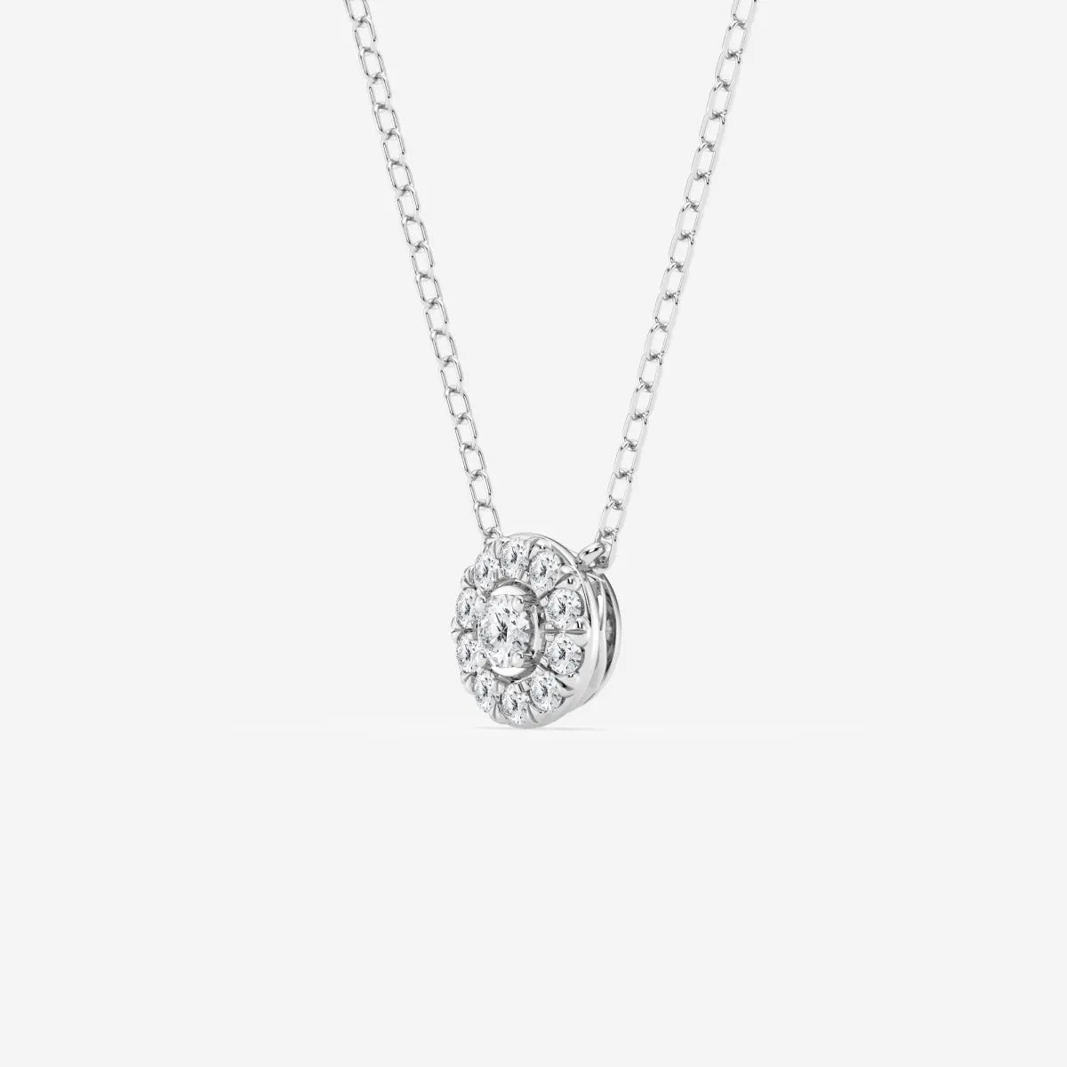 0.14 TCW Round Moissanite Diamond Halo Necklace