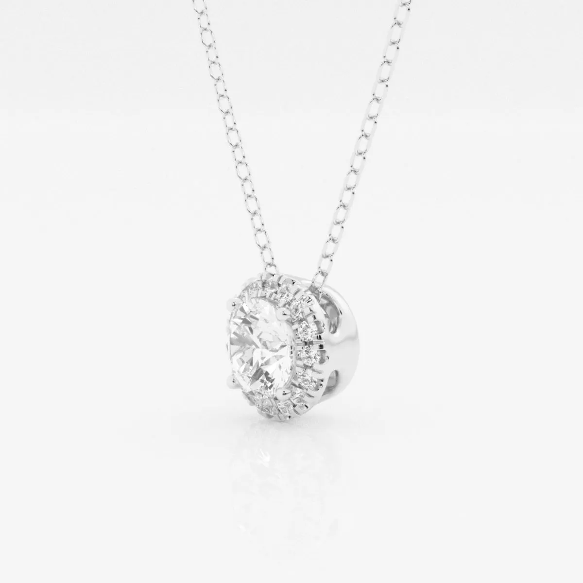 0.50 CT Round Moissanite Diamond Halo Necklace