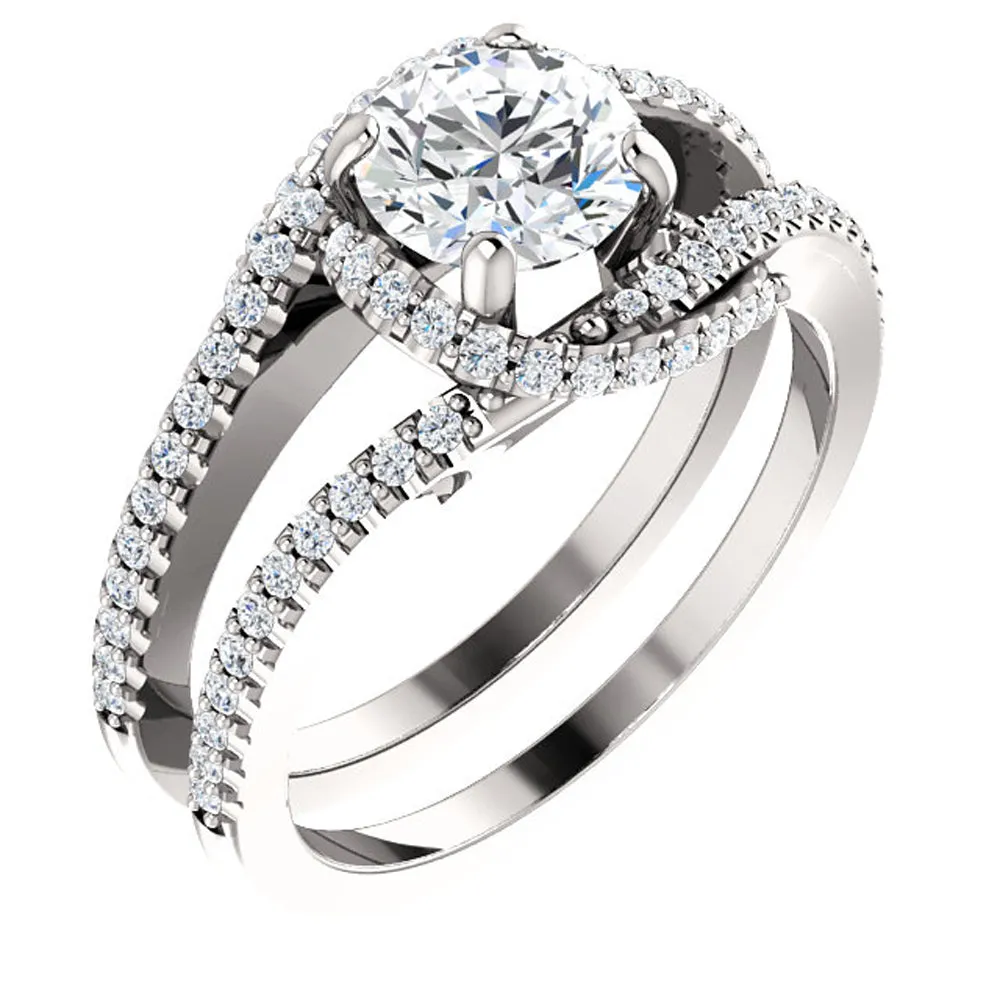 1 1/2 Ct TDW Diamond Twist Engagement Ring Multi Row 14k White Gold