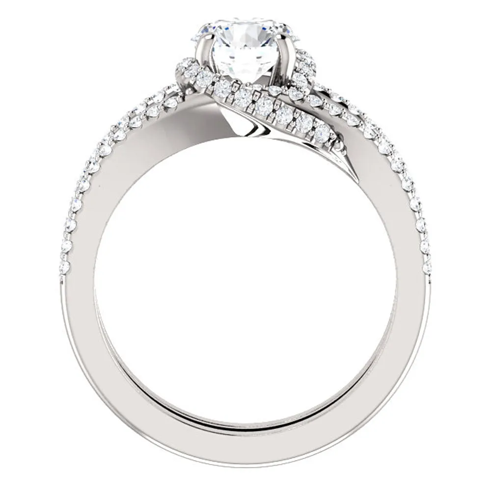 1 1/2 Ct TDW Diamond Twist Engagement Ring Multi Row 14k White Gold