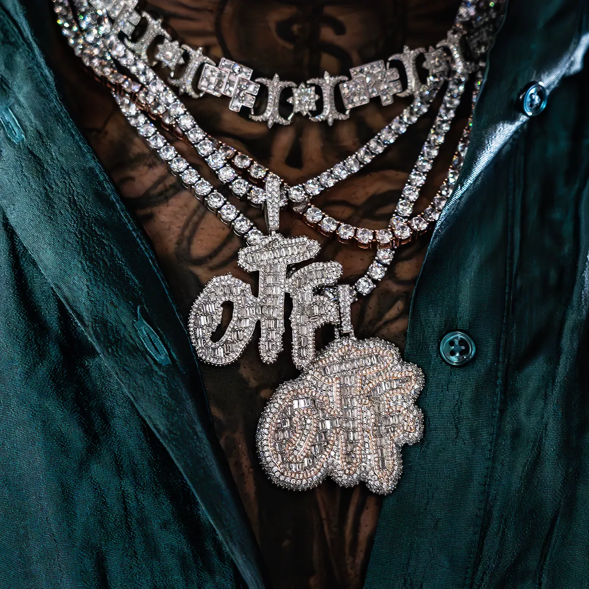 14k Solid Gold Lil Durk OTF Paint Logo Pendant