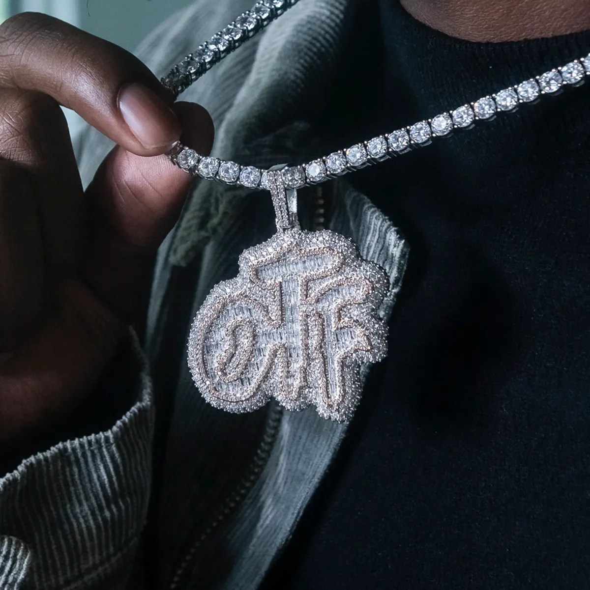 14k Solid Gold Lil Durk OTF Paint Logo Pendant