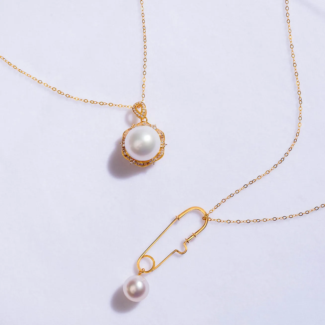 18K Solid Gold  Saltwater Pearl Necklace KN00031