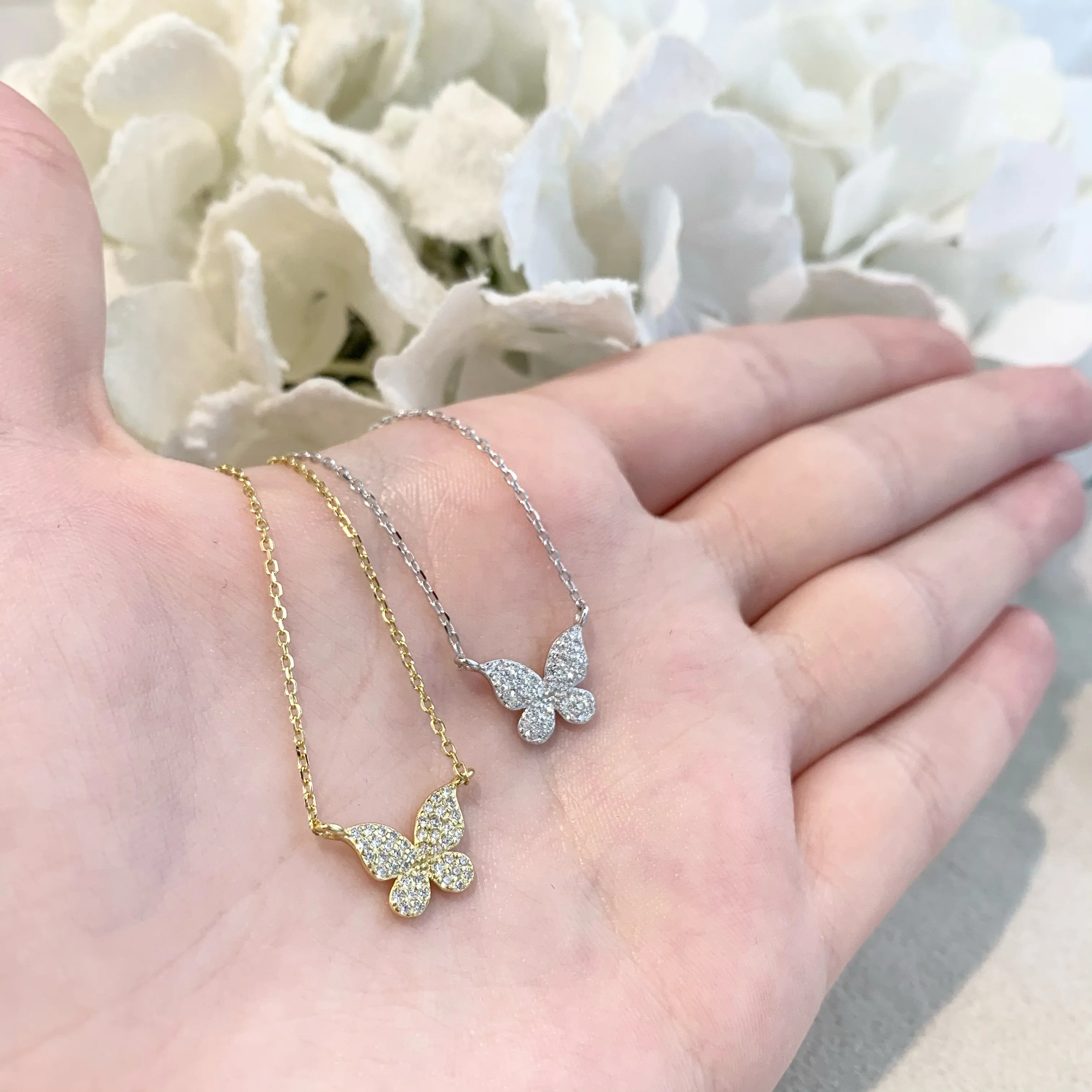 18k/925 Vermeil CZ Butterfly Necklace