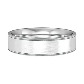 5mm Flat Court Satin Wedding Band & Mill Grain Edges