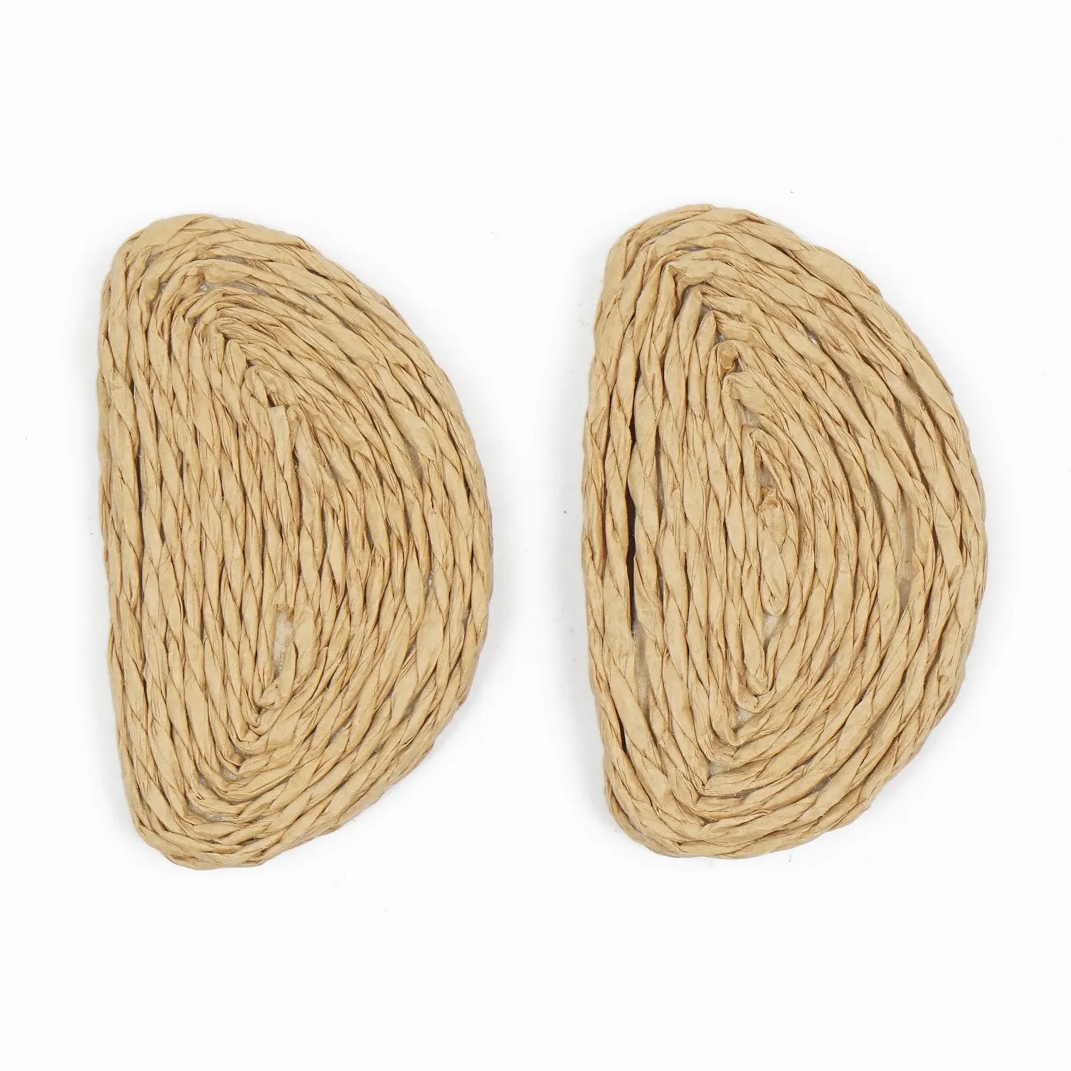 6pcs Natural Rattan Earring Pendant Semicircle Wooden Straw Charms Handwoven Findings Jewelry Making 103946