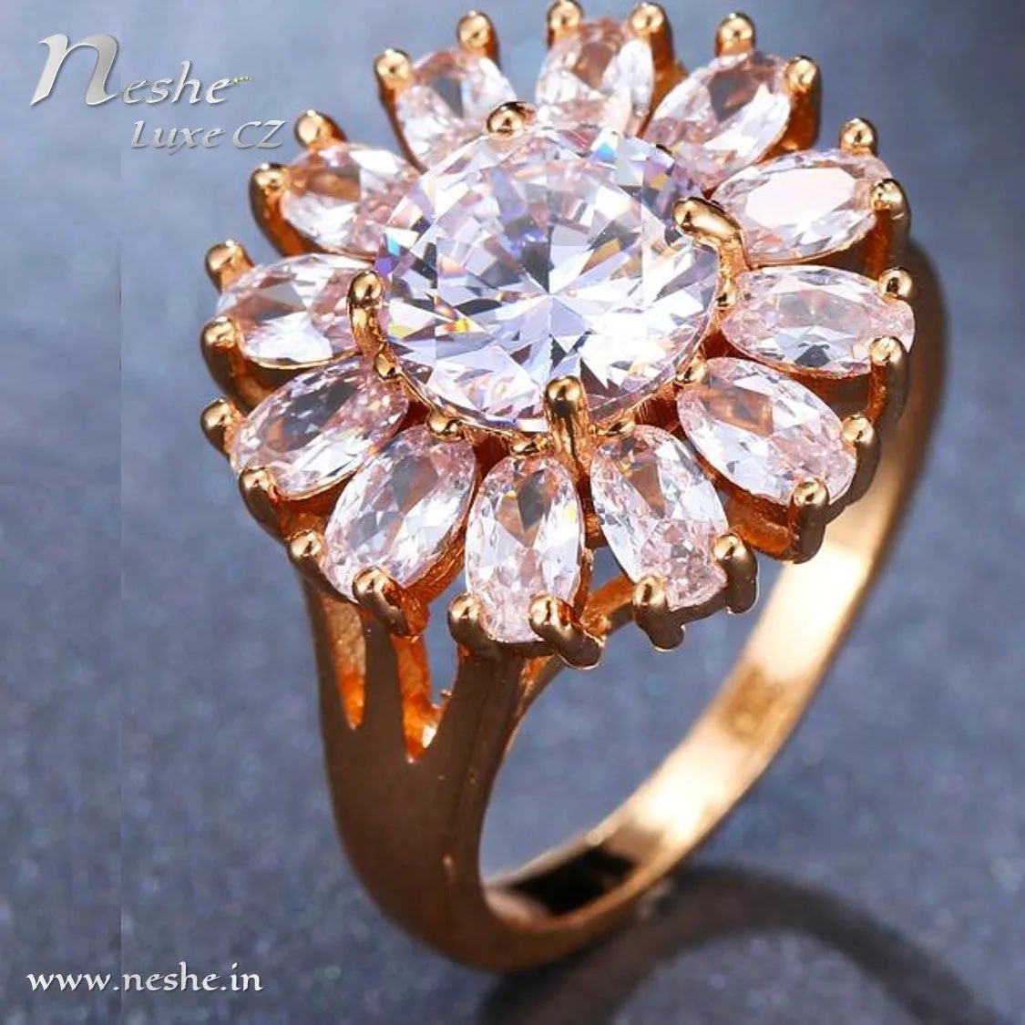 AAA CZ Round Flower Ring - 2 Colors ( Size 6&7)