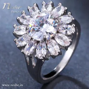 AAA CZ Round Flower Ring - 2 Colors ( Size 6&7)