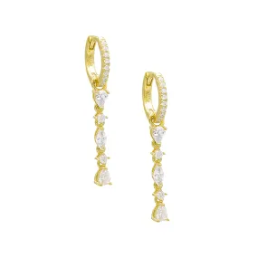 Adina Eden Multi Shape CZ Drop Huggie Hoop Earrings in 14k Gold Vermeil