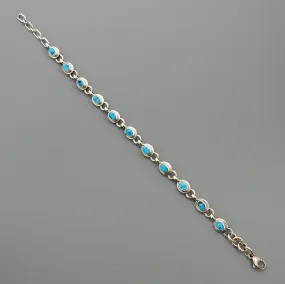 Adjustable Sterling Silver Blue Turquoise Link Bracelet