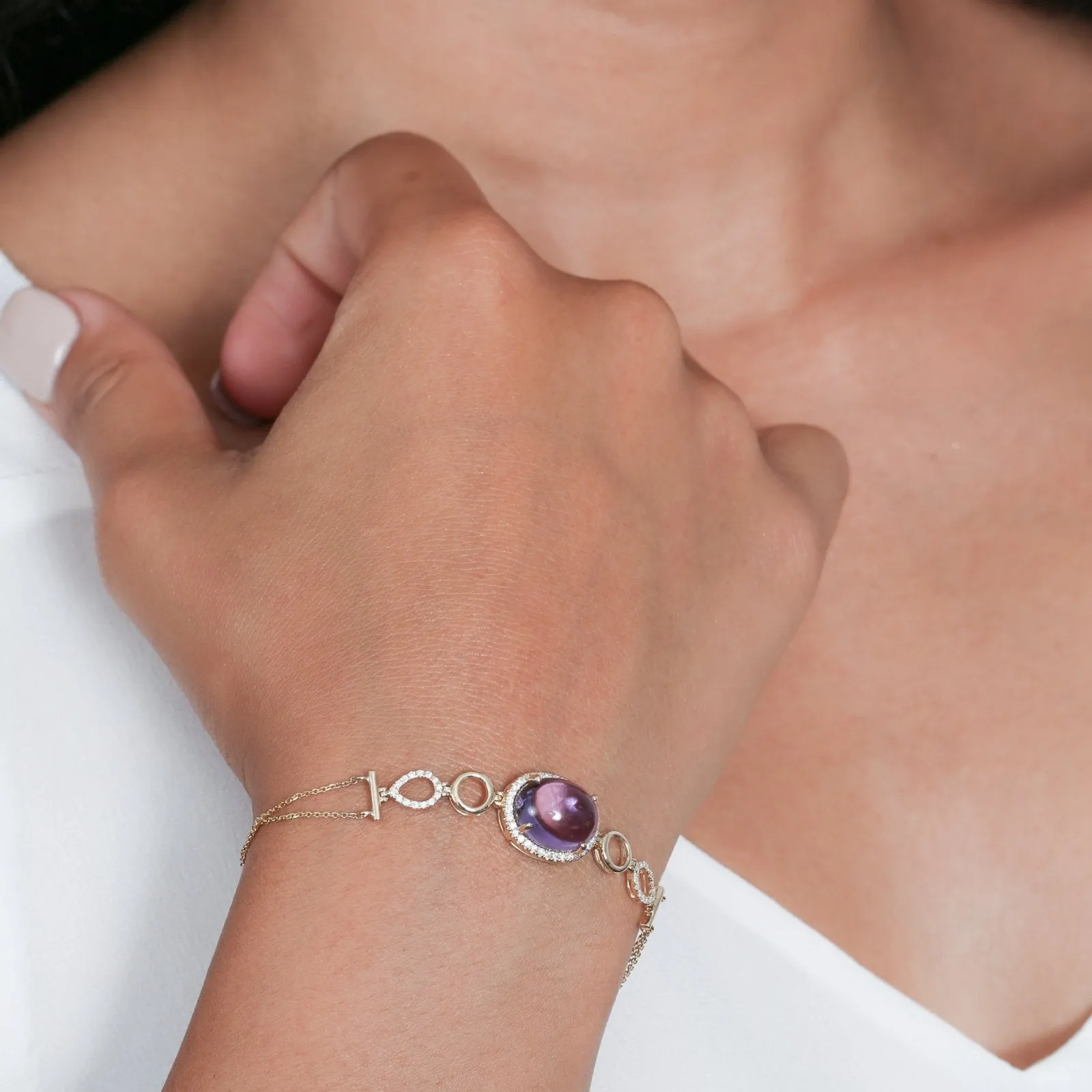 Amethyst and Diamond Infinity Heirloom Bracelet