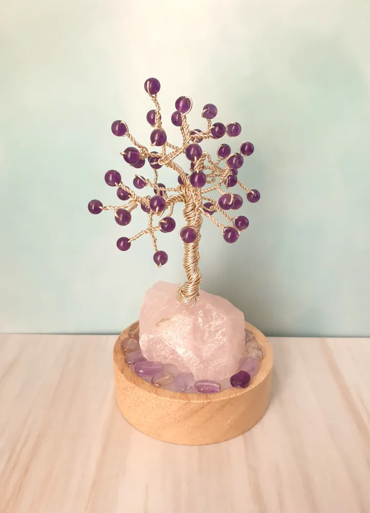 Amethyst Money Tree Rose Crystal Lamp