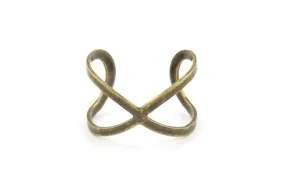 Antique Brass Infinity Ring, 5 Antique Brass Plated Adjustable Infinity Ring Settings - 16-17mm / 23 Gauge Mn30