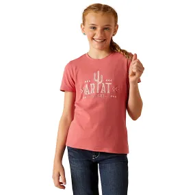 Ariat Girl's Cowgirl Cactus T-Shirt - Slate Rose