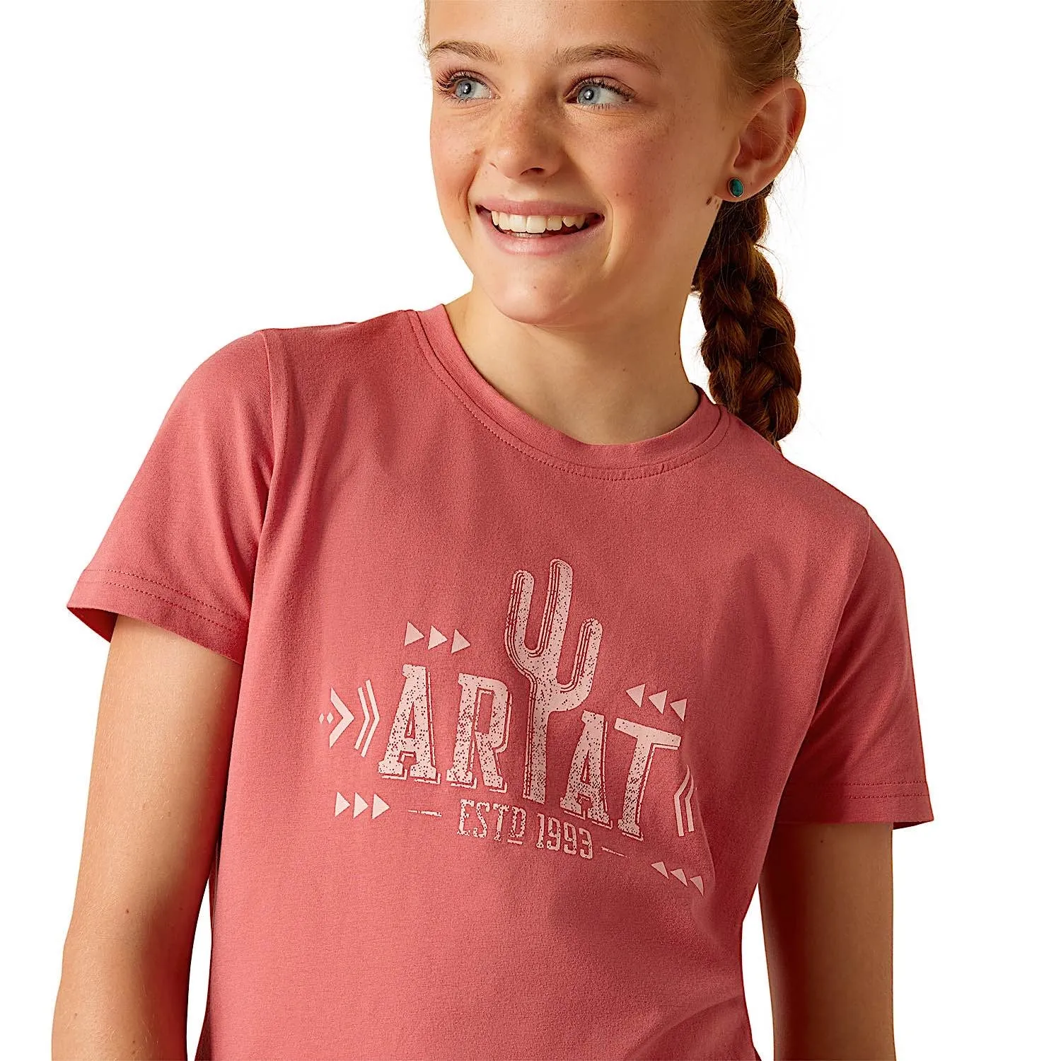 Ariat Girl's Cowgirl Cactus T-Shirt - Slate Rose