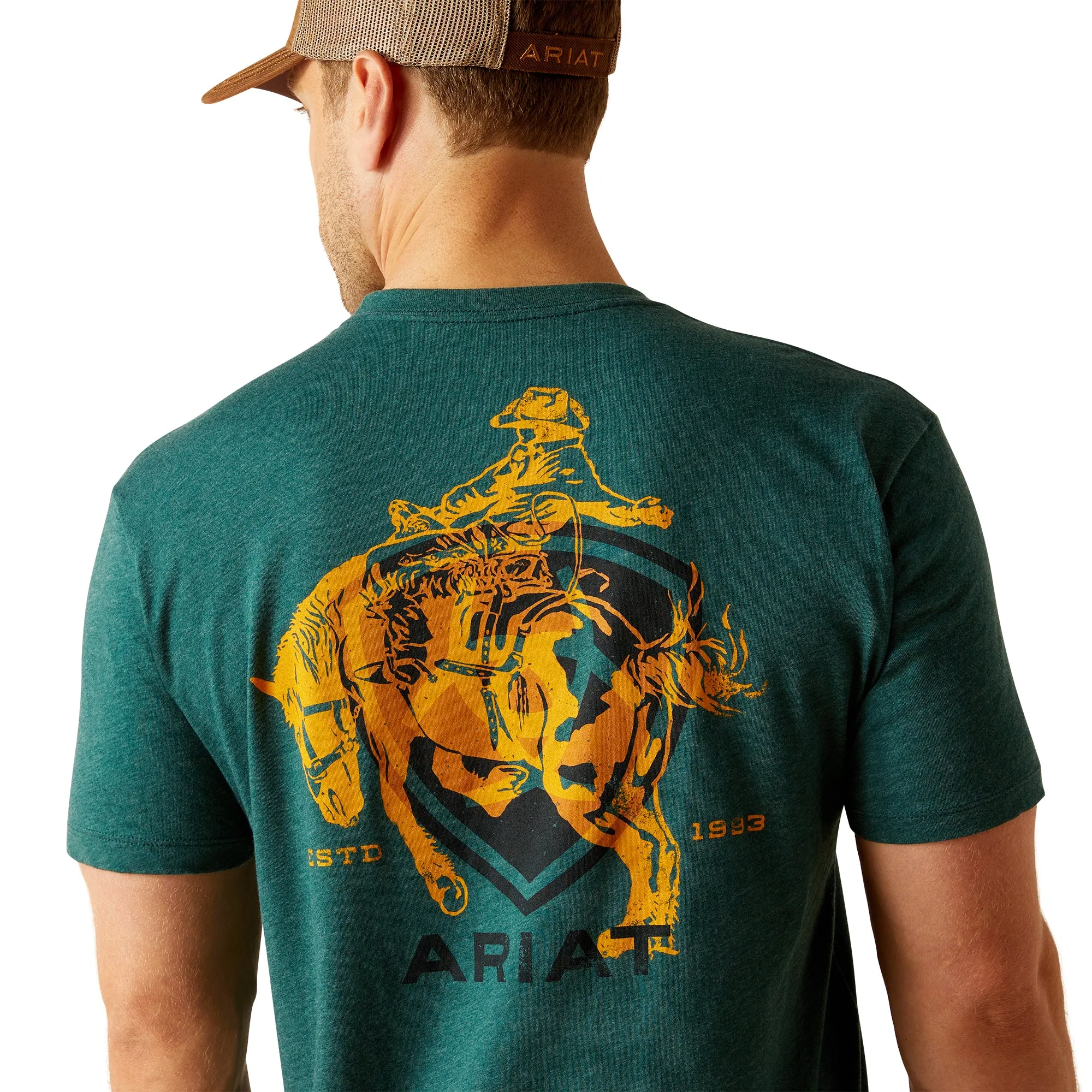 ARIAT Men's Abilene Shield S/S Tee Dark Teal Heather