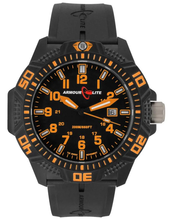 ArmourLite Caliber Series - Orange Accents - NB Rubber - Tritium - Date - 200m