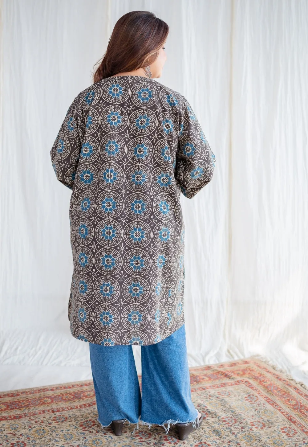 Asiya Ajrakh Jhabba Kali Cotton Kurta