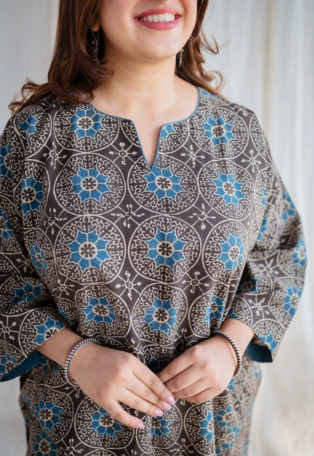 Asiya Ajrakh Jhabba Kali Cotton Kurta