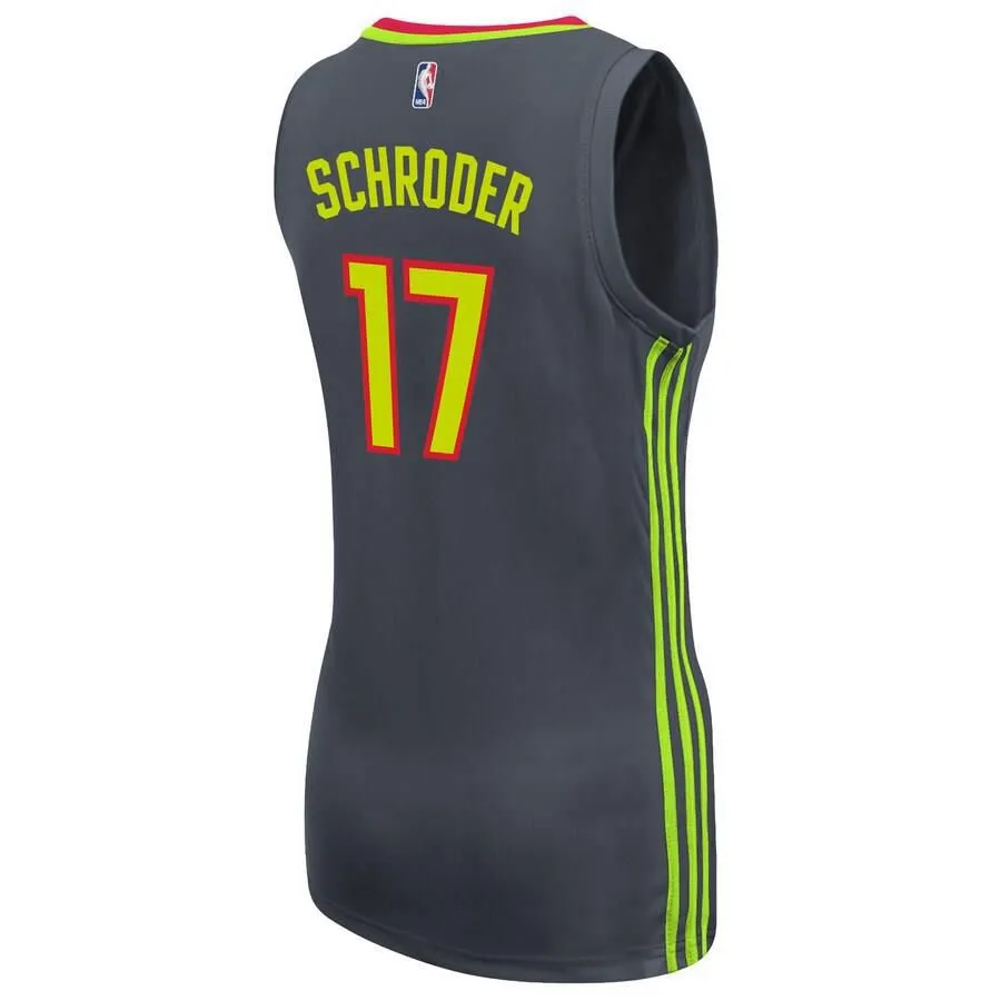 Atlanta Hawks Dennis Schroder Adidas Replica Road Jersey Womens - Dark Grey | Ireland M0483X5