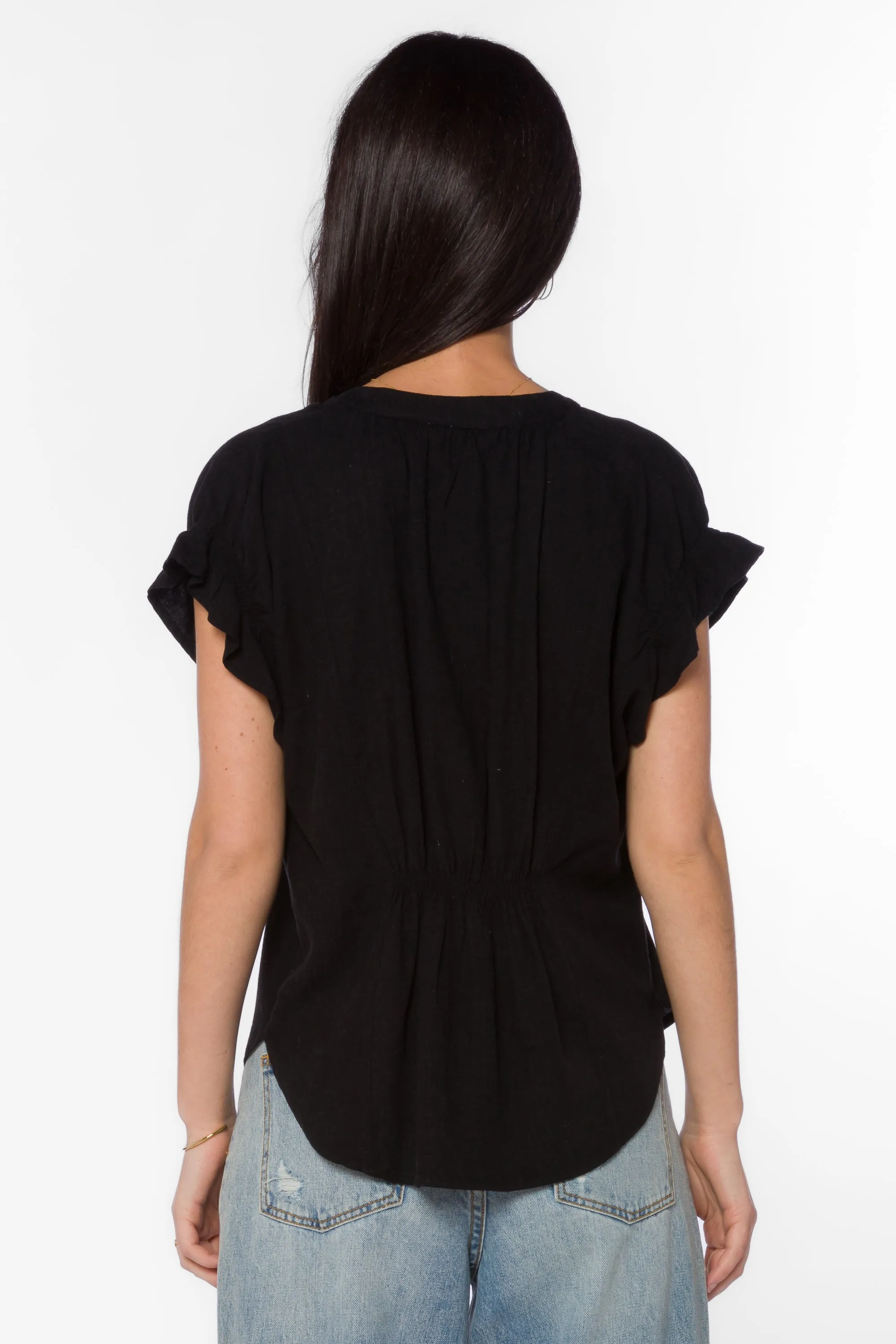 Avery Black Linen Top