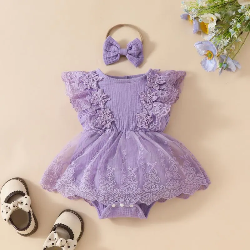 Baby Girls Solid Color Rompers Wholesale 20240403