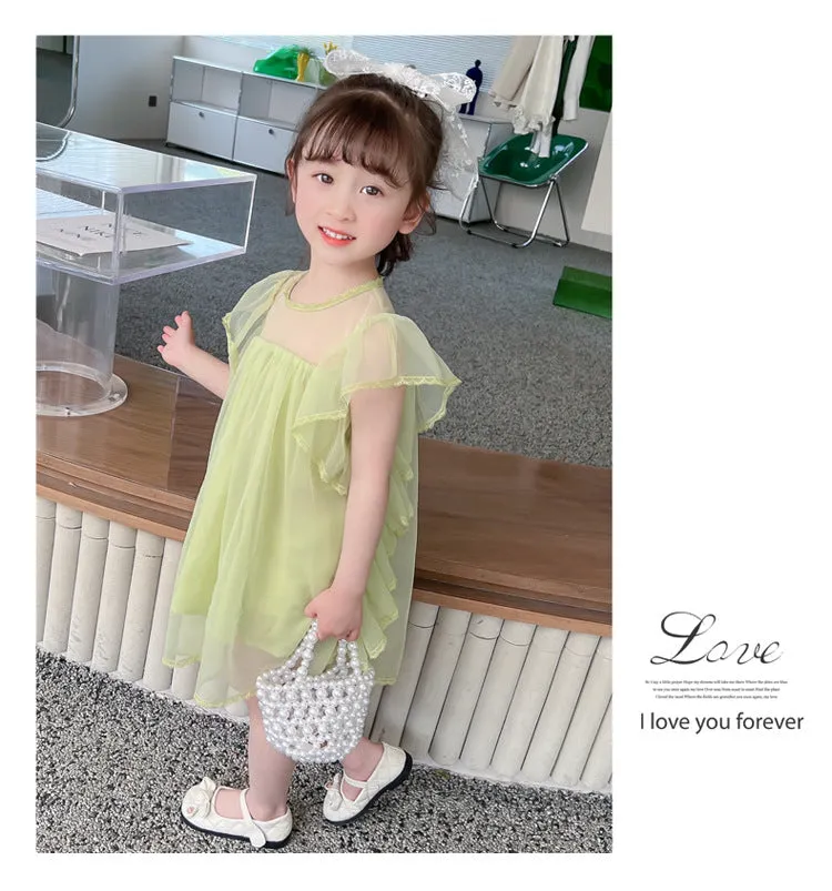 Baby Kid Girls Solid Color Dresses