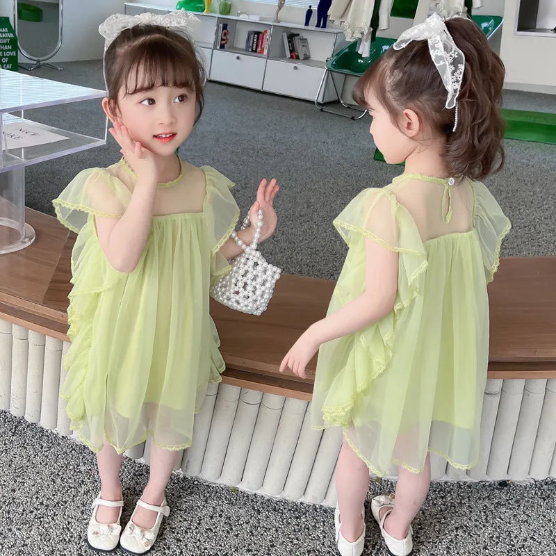 Baby Kid Girls Solid Color Dresses