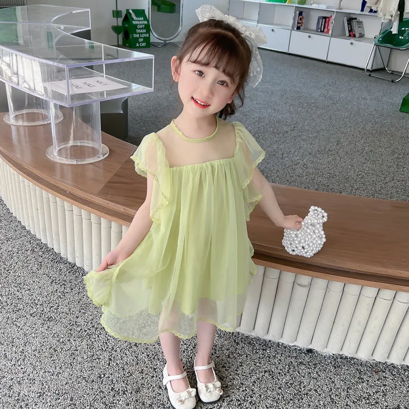 Baby Kid Girls Solid Color Dresses