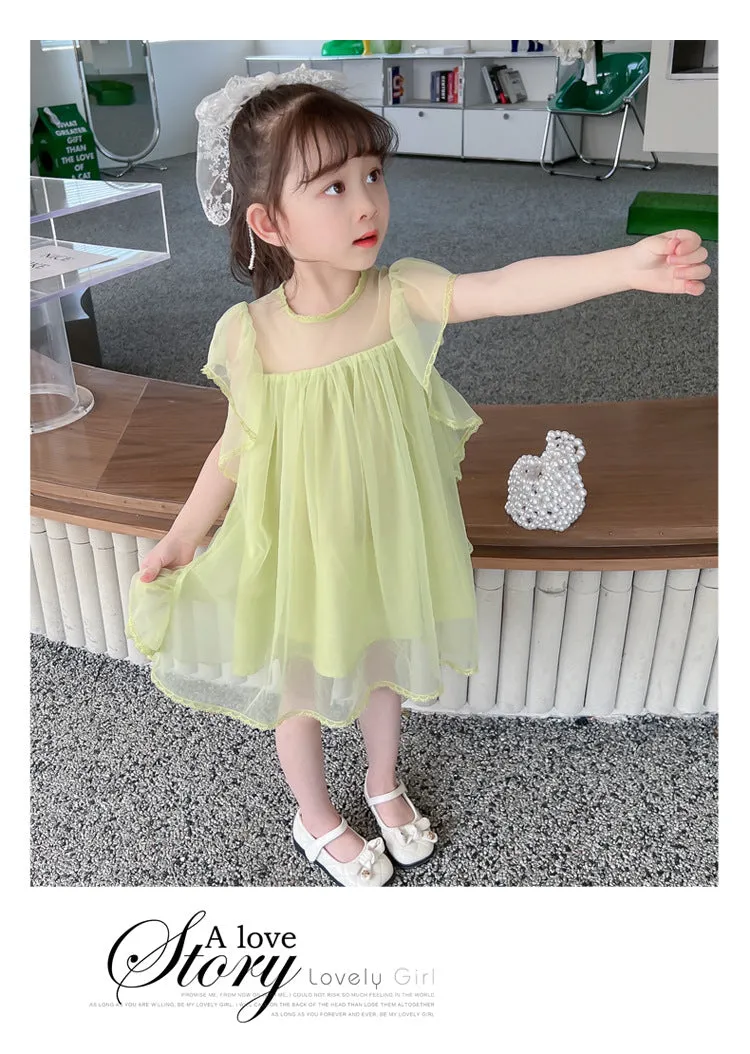 Baby Kid Girls Solid Color Dresses