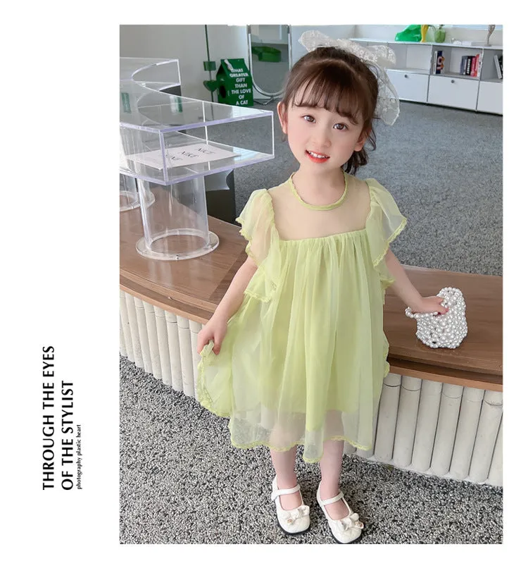 Baby Kid Girls Solid Color Dresses