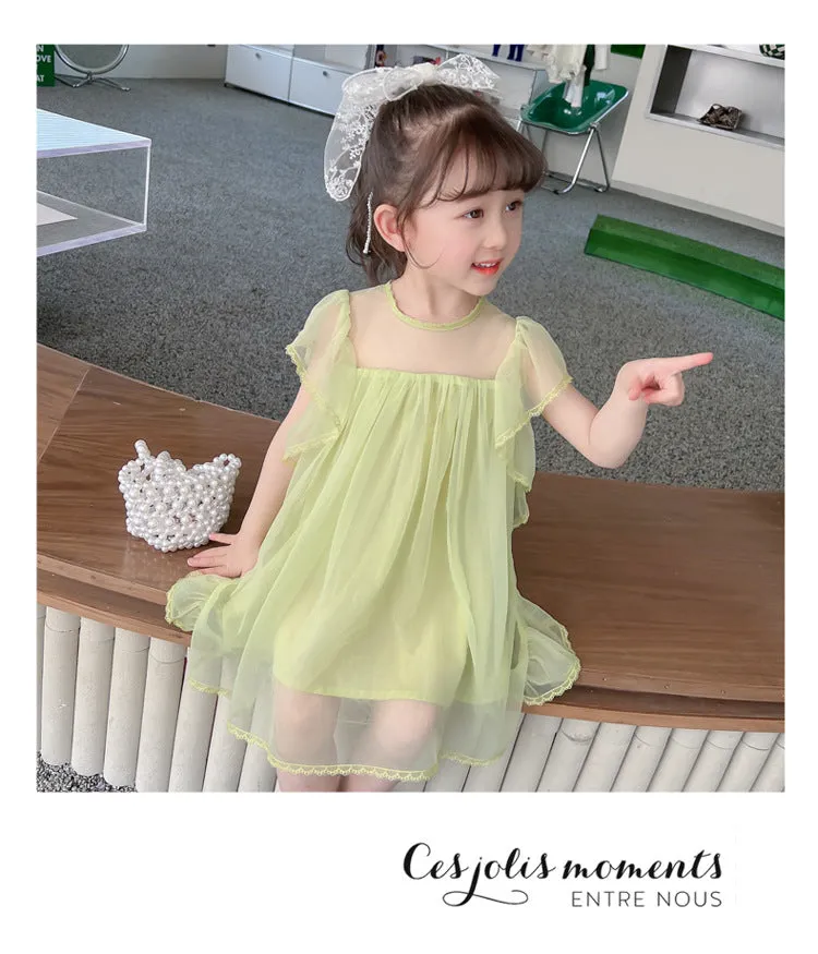 Baby Kid Girls Solid Color Dresses