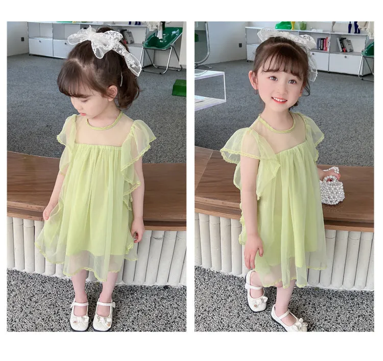 Baby Kid Girls Solid Color Dresses