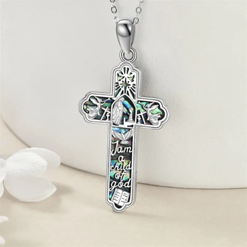 Baptism Cross Necklace Sterling Silver Pendant Celtic Knot Cross Jewelry Gift for Men Boys Teens