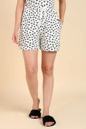 Black Floral Print Maternity & Post Pregnancy 100% Soft Cotton Shorts