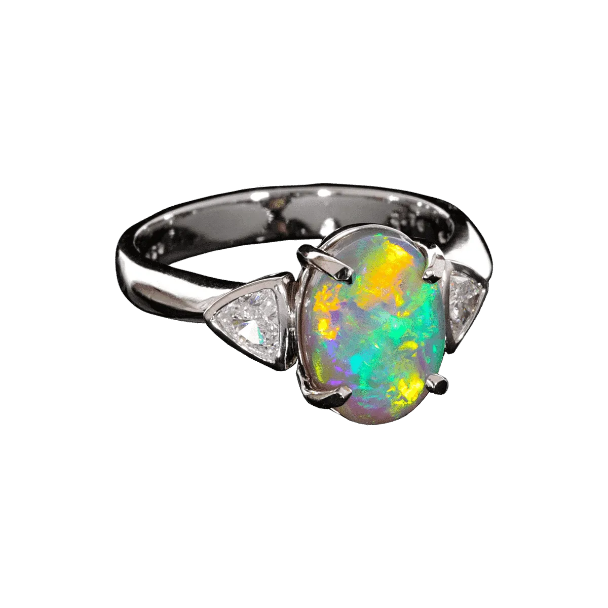 Black Opal, Diamond & Platinum Ring