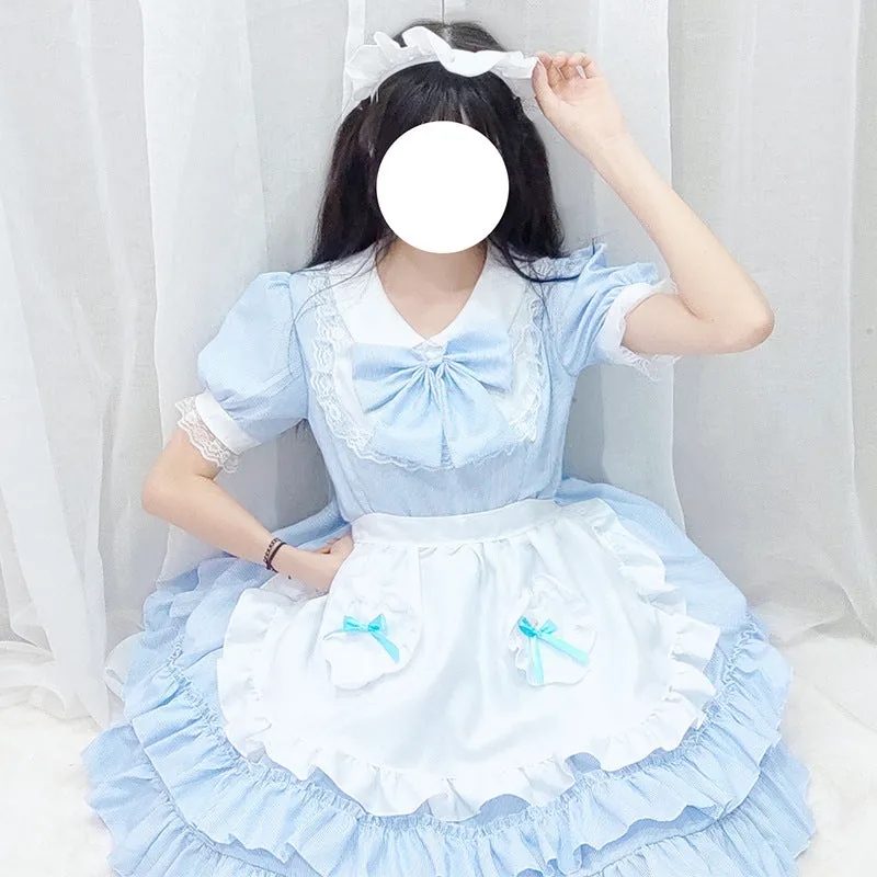 Blue Lolita Ruffle Maid Dress