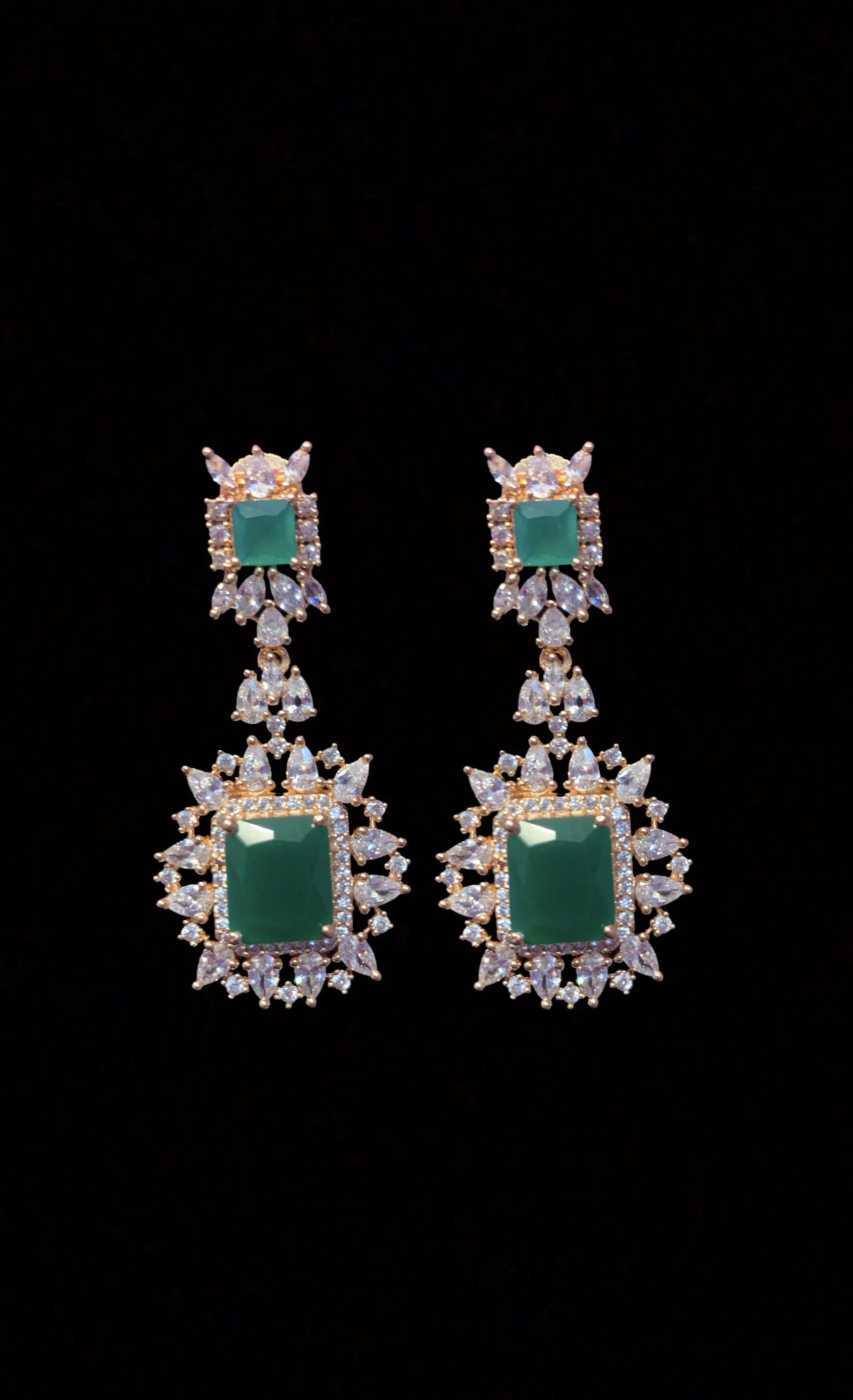 BR30 Sarah  gold plated cz set in green  ( READY TO SHIP )