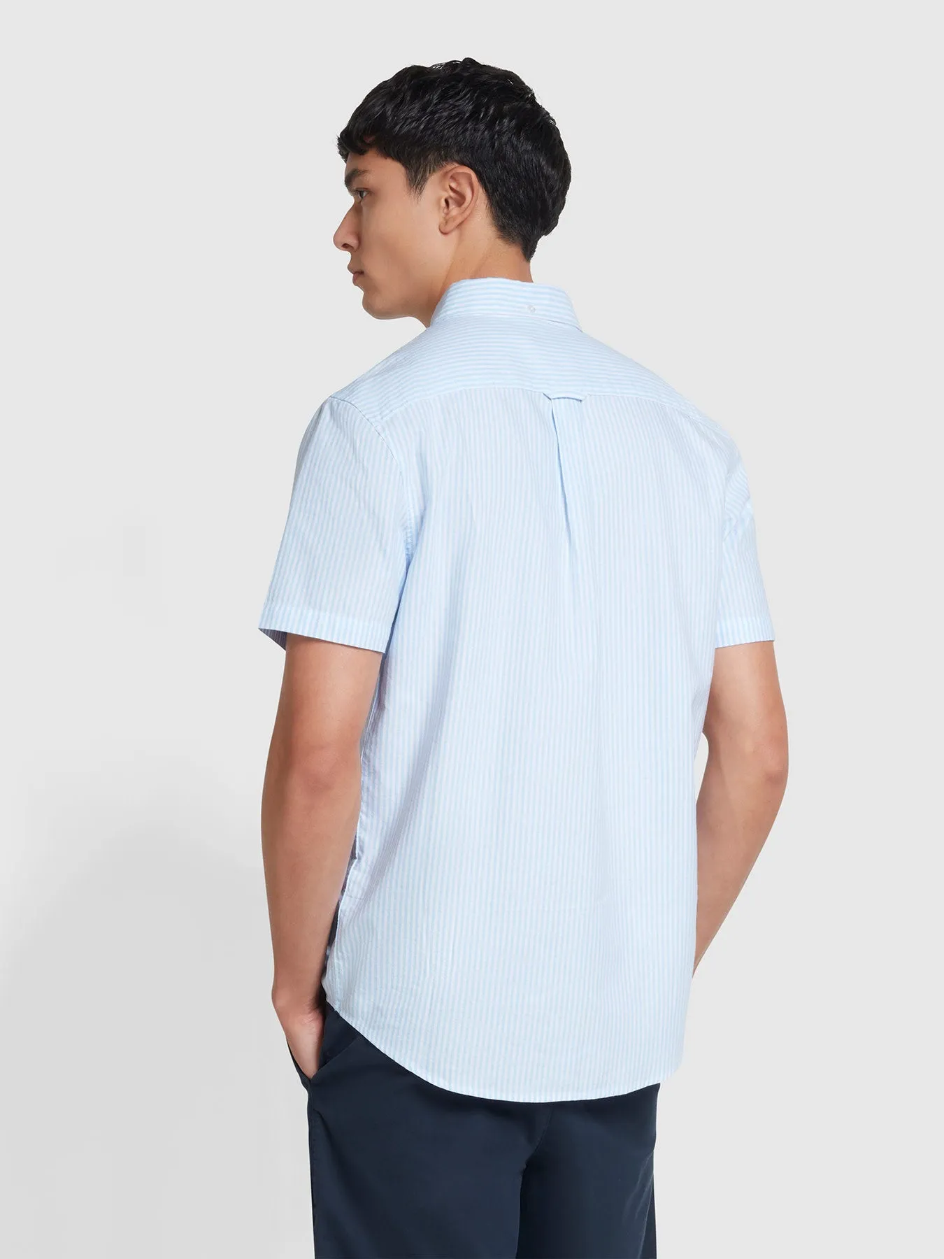 Brewer Stripe Short Sleeve Shirt In Sky Blue