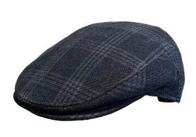 Cappellificio Biellese Summer weight Virgin Wool/Linen Glen check Blue flat cap