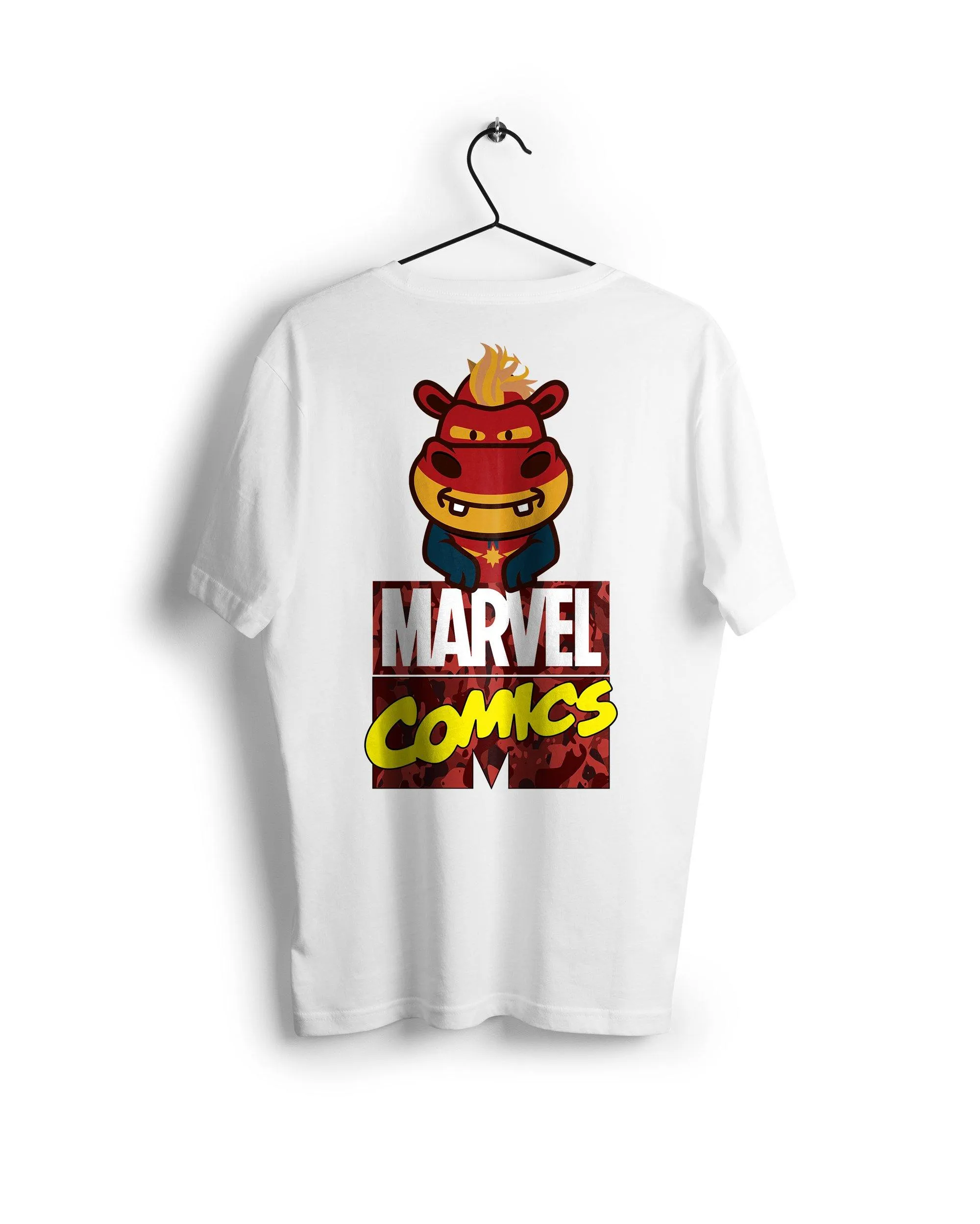 Captain Marvel X A Ravin Hippo - Digital Graphics Basic T-shirt White