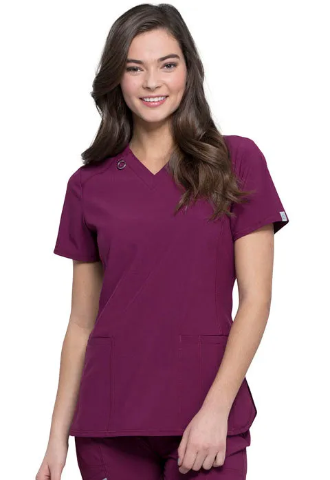 Cherokee Infinity Women's Rib-Knit V-Neck Scrub Top CK865A