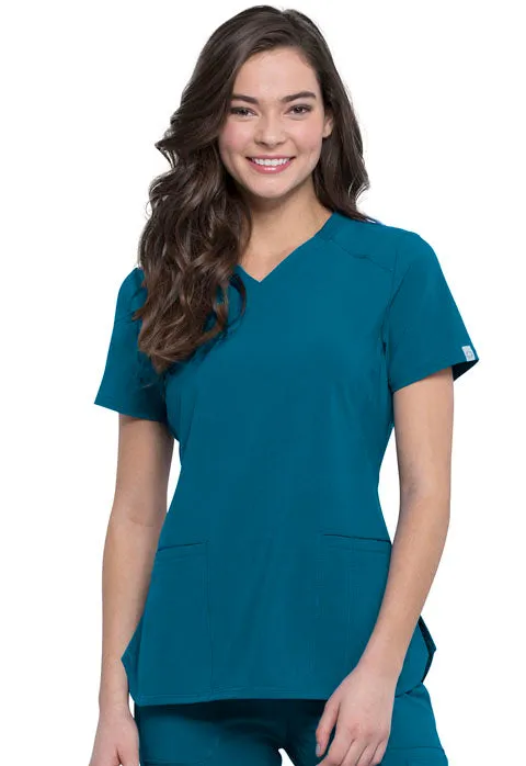 Cherokee Infinity Women's Rib-Knit V-Neck Scrub Top CK865A