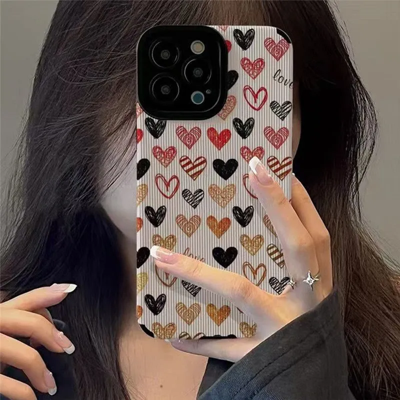 Colorful Heart Cute Phone Cases for iPhone 14, 13, 12, 11, Pro Max, 7, 8, 14 Plus, 13 Pro Max, X, XR, XS