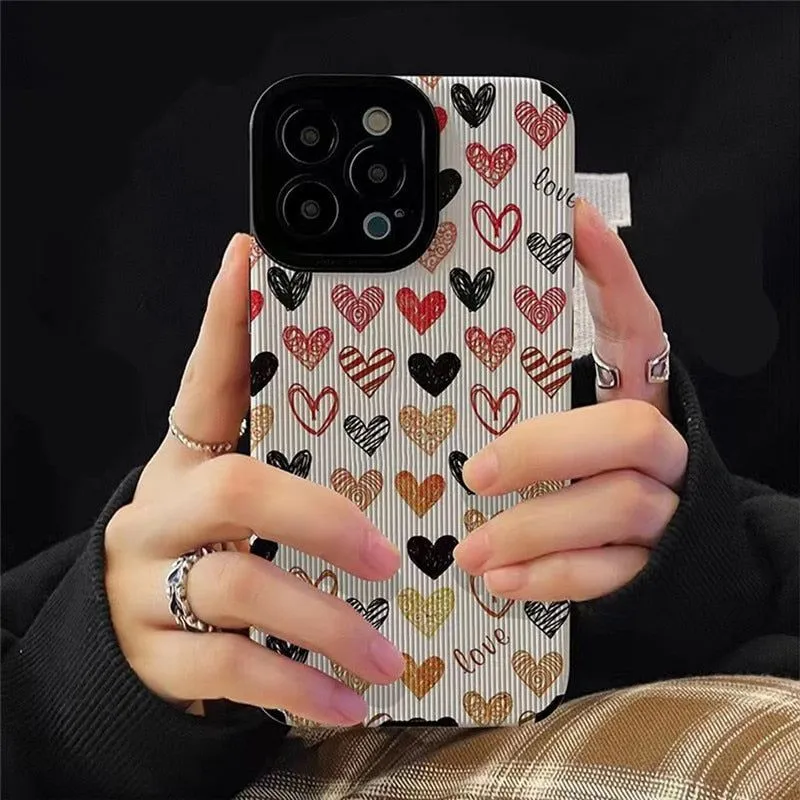 Colorful Heart Cute Phone Cases for iPhone 14, 13, 12, 11, Pro Max, 7, 8, 14 Plus, 13 Pro Max, X, XR, XS