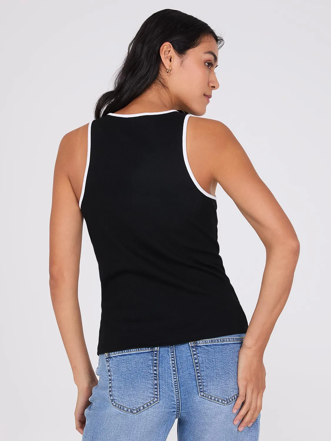 Contrast Tipping Ribbed Tank Top