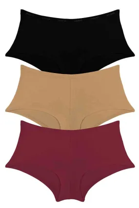 Cotton Boyshort Brief Solid Pack of 3