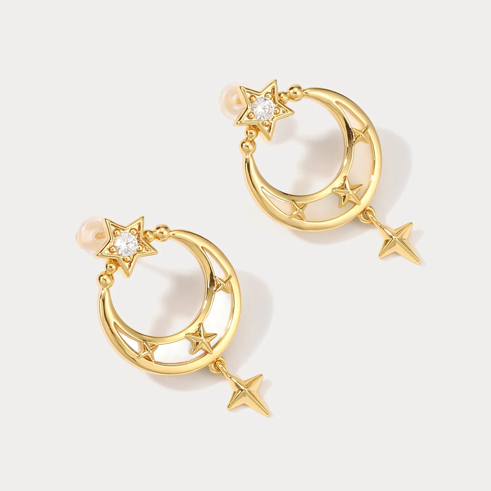 Crescent North Star Earrings