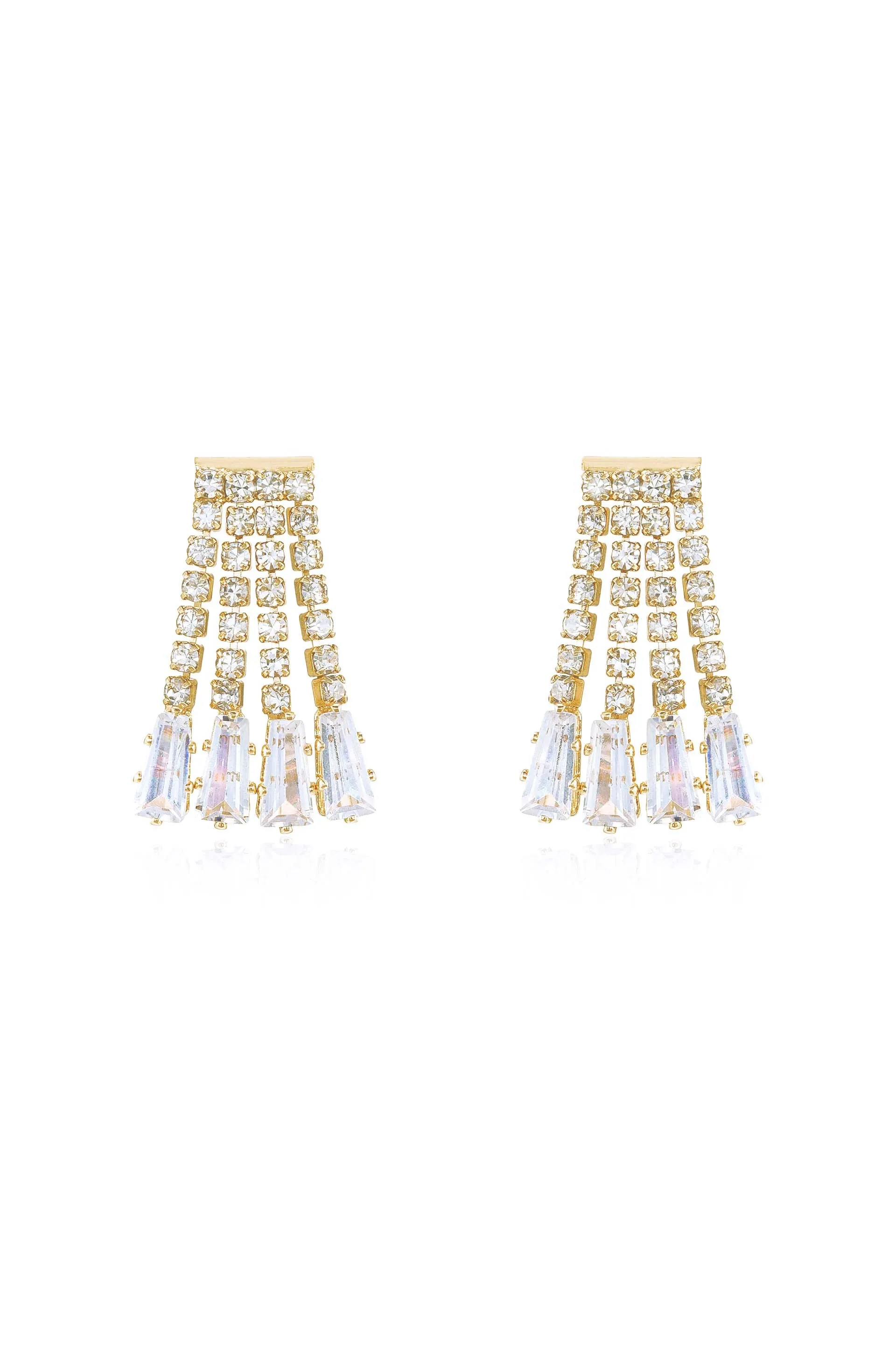 Crystal Fringe Dangle Stud Earrings